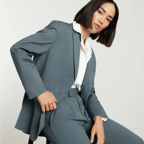 Everlane The 80s Blazer Italian Wool in Dusty Blue NWT - Picture 2 of 4